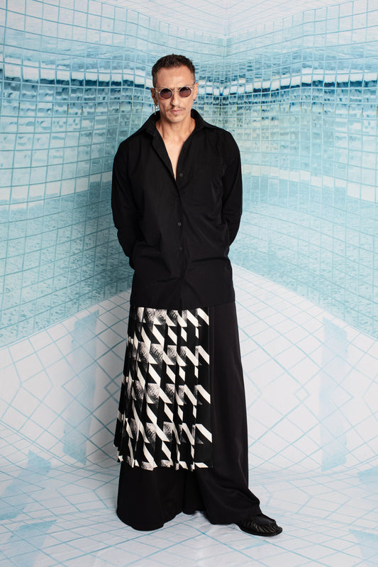 Cicatriz Del Ruiz Negro Midi Skirt